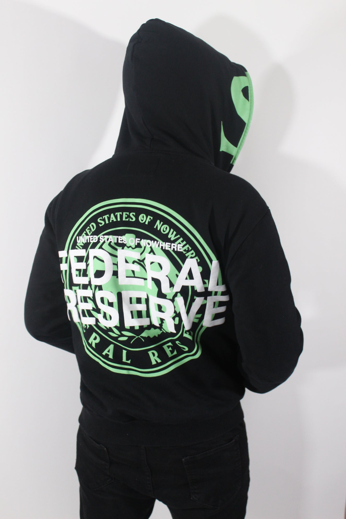 "FEDERAL RESERVE" FULL-ZIP HOODIE [SLIME GREEN]
