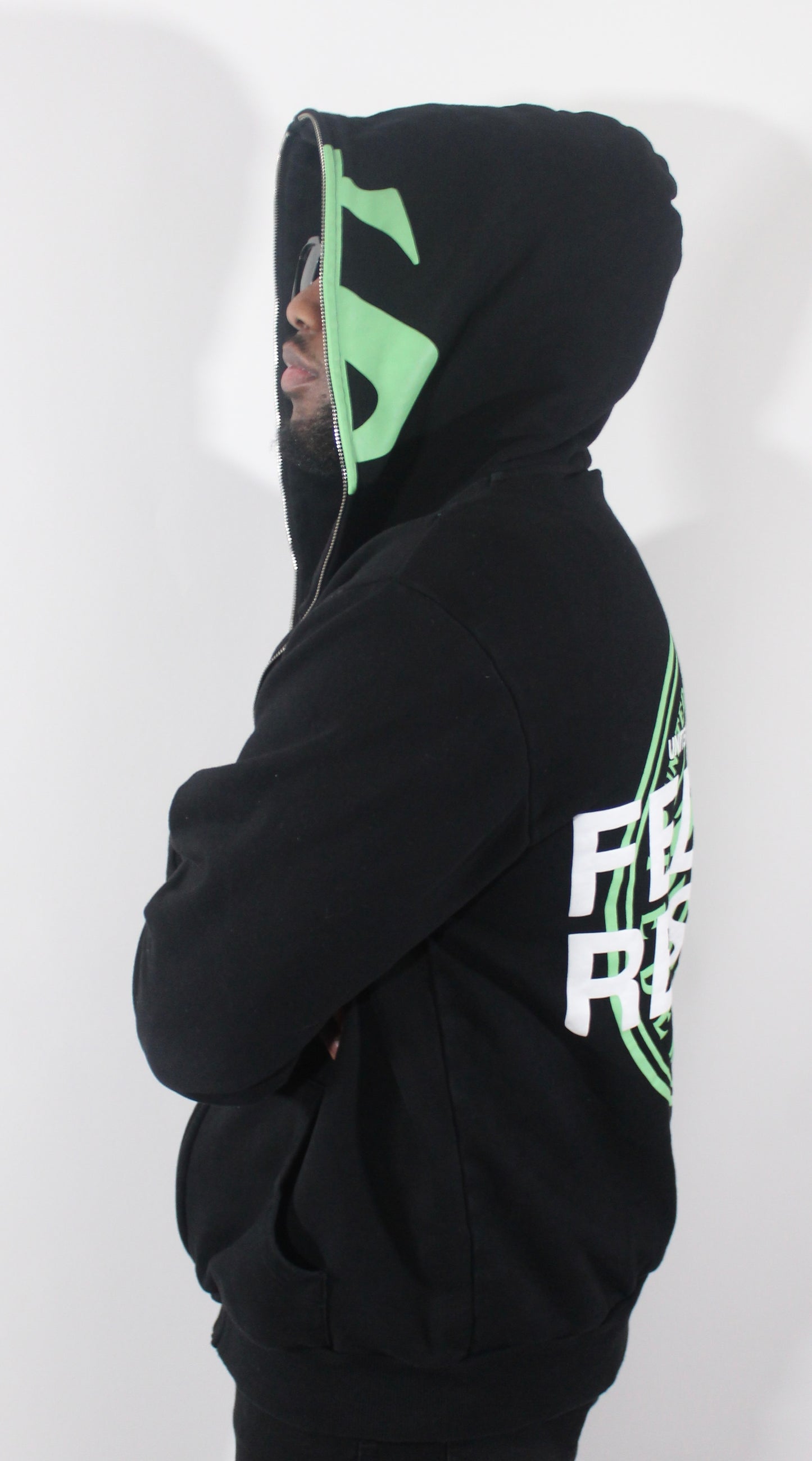 "FEDERAL RESERVE" FULL-ZIP HOODIE [SLIME GREEN]